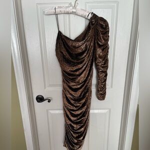 Vintage Lurex gold one shoulder Dress
